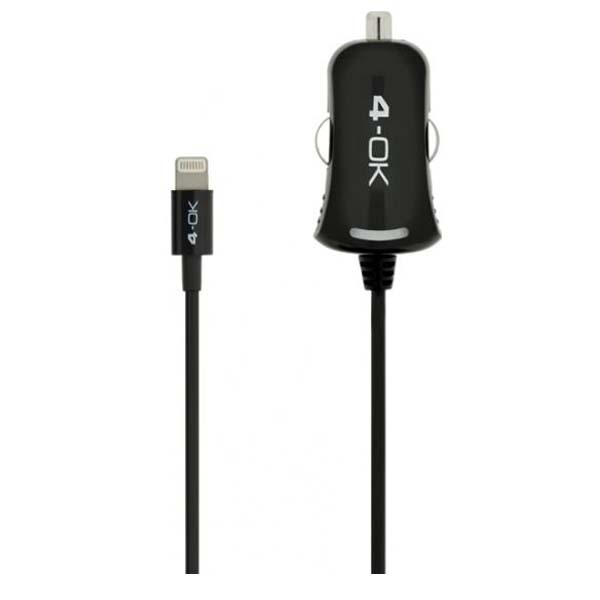 Töltő 4-OK Charger 12/24V, black Licence Apple iPhone 5, 5S, 5C, 6, iPod