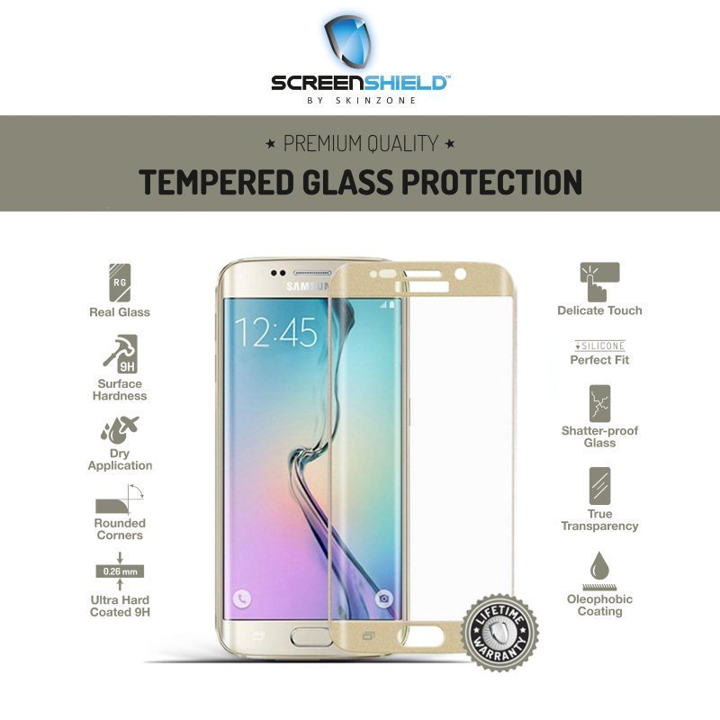 Temperált védőüveg Screenshield 3D for Samsung Galaxy S6 Edge - G925F, Gold - Élettartam garancia