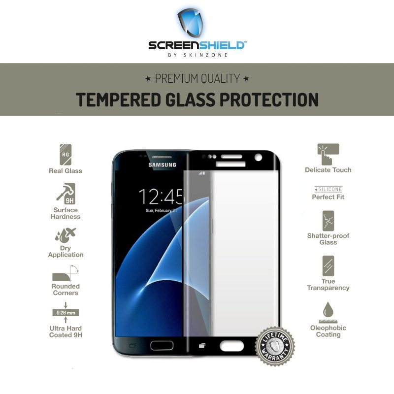 Temperált védőüveg Screenshield 3D for Samsung Galaxy S7 Edge - G935F, Black - Élettartam garancia