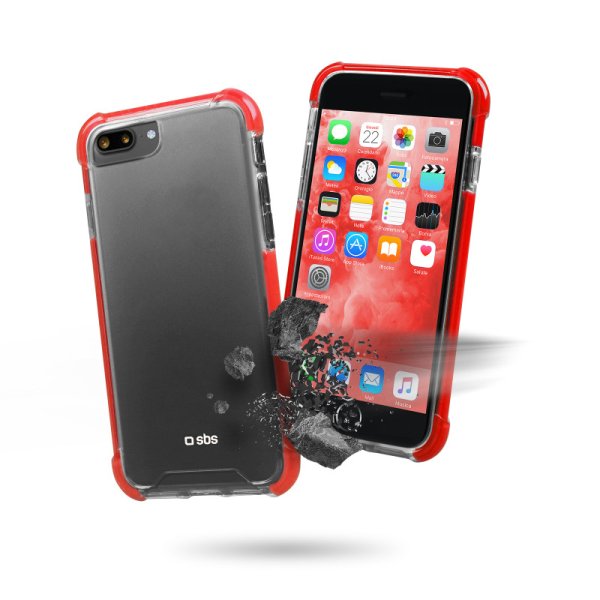 SBS tok Hard Shock for iPhone 8/7 Plus, transparent red