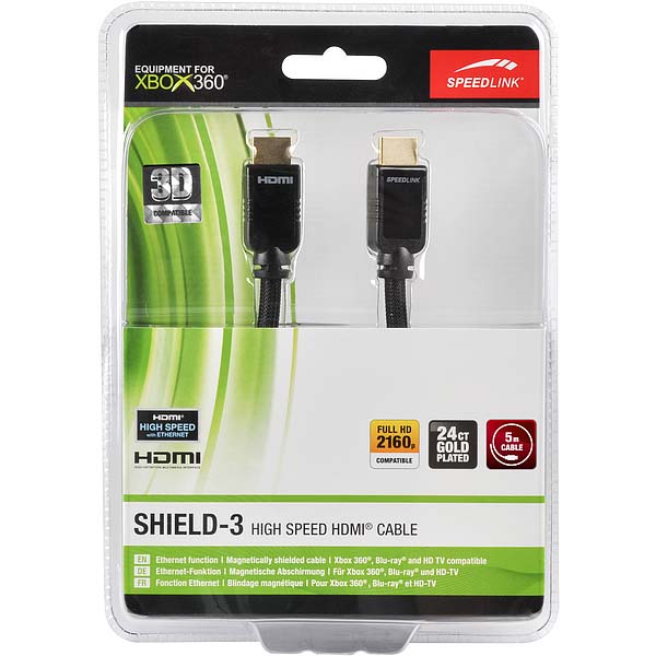 Kábel Speedlink Shield-3 High Speed HDMI Cable Ethernettel Xbox 360, 5m