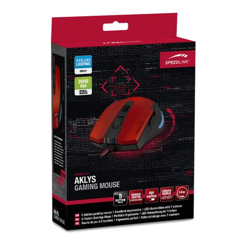 Gamer egér Speedlink Aklys Gaming Mouse, black-red