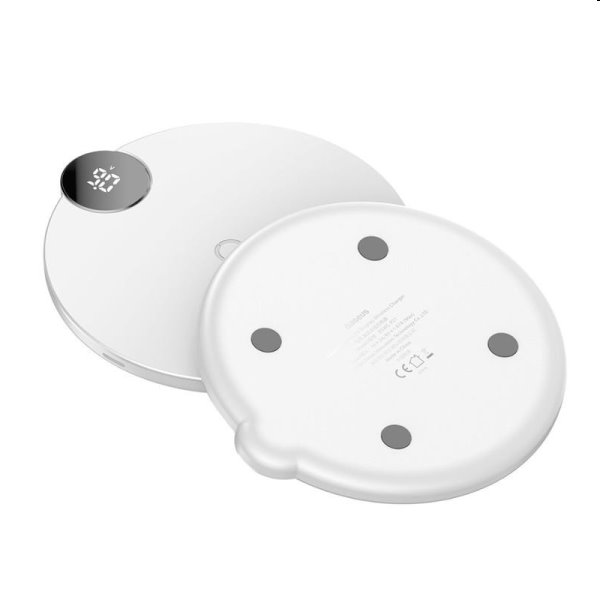 Baseus Vezeték nélküli töltő LED kijelzővel 10W, fehér