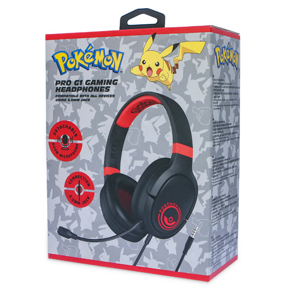 Gyerek Játékos fülhallgató OTL Technologies Pokémon Poké ball PRO G1, fekete, piros