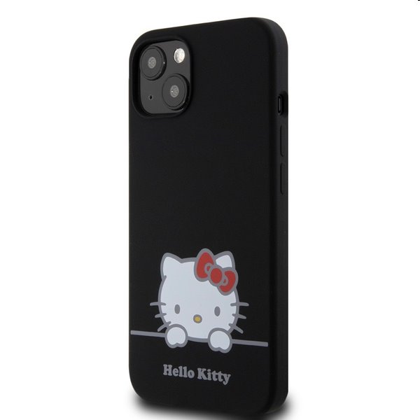 Hello Kitty Liquid Silicone Daydreaming Logo hátlapi tok Apple iPhone 13 számára, fekete