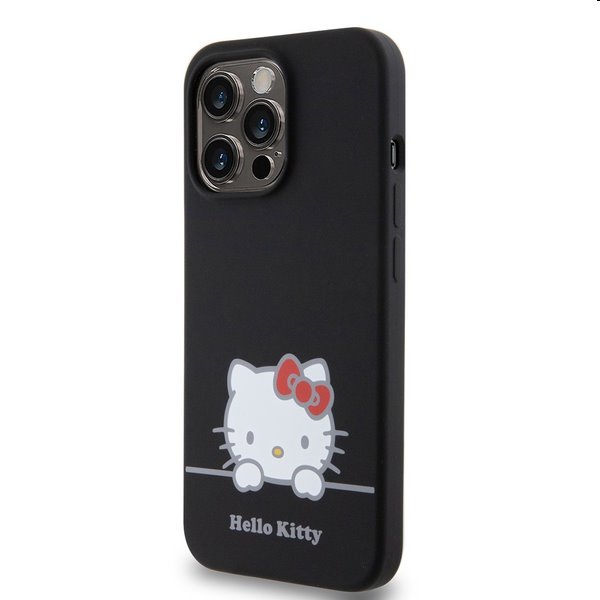 Hello Kitty Liquid Silicone Daydreaming Logo hátlapi tok Apple iPhone 13 Pro számára, fekete