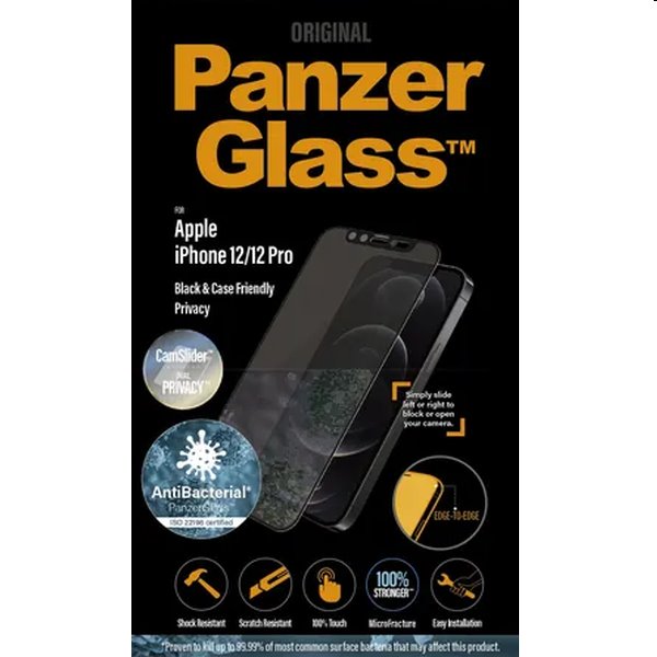 Temperált védőüveg PanzerGlass CamSlider ABprivát szűrővel Apple iPhone 12/12 Pro, fekete