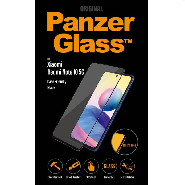 Temperált védőüveg PanzerGlass Case Friendly Xiaomi Redmi Note 10 5G számára, Fekete