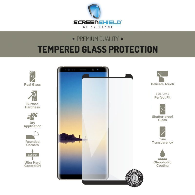 Temperált védőüveg Screenshield 3D Case Friendly for Samsung Galaxy Note 8 - N950F, Black - Élettartam garancia