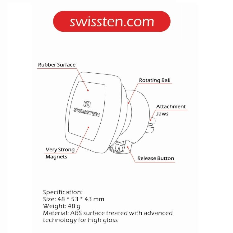 Mágneses tartó Swissten S-Grip M3 do ventilácie