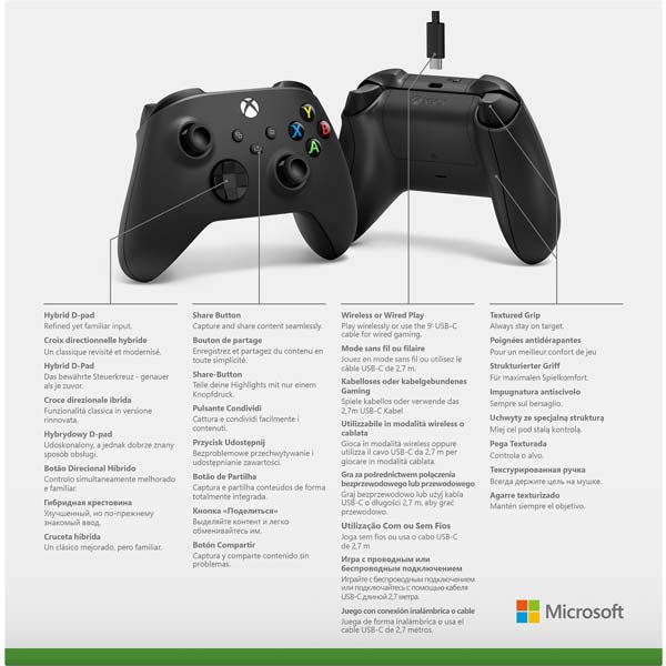 Microsoft Xbox Vezetékes Vezérlő, carbon fekete