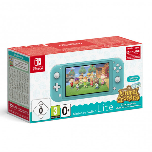Nintendo Switch Lite, turquoise + Animal Crossing: New Horizons + háromhónapos előfizetés Nintendo Switch Online
