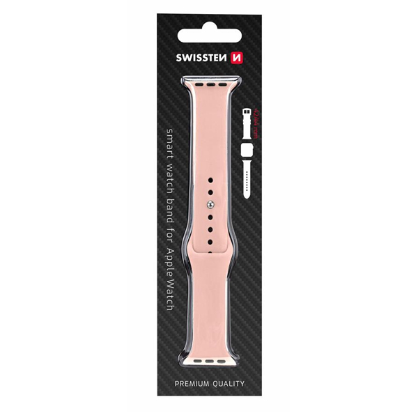 Swissten szilikon karpánt Apple Watch 42-44, rózsaszín