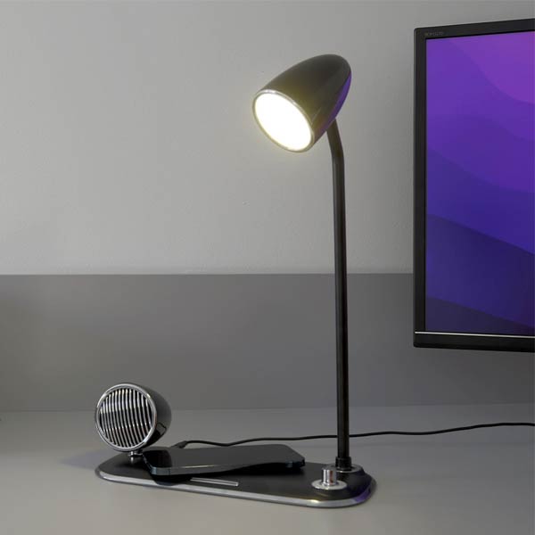 Tellur Nostalgia asztali lámpa vezeték nélküli töltővel 15W,  fekete