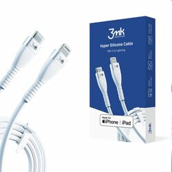 3mk Hyper Silicone kábel USB-C/Lightning MFI 1m, 20W, fehér
