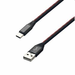 MobilNET Adat- és töltőkábel TPU USB/USB-C, 2A, 2m, fekete